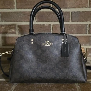 Coach MINI Lillie Carryall In Signature Canvas Brown Black - Picture 1 of 11