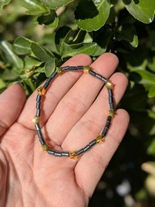 Hematite & Gold Star Beaded Bracelet  - Picture 1 of 6