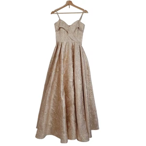 Miss Anne Size 6 Champagne Gold Jacquard Sweetheart Evening Ball Gown Dress - Picture 1 of 16
