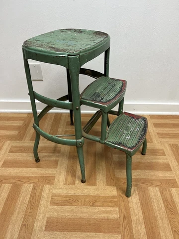 Vintage STEP STOOL metal folding kitchen steel chair mid century modern cosco 50 Cover