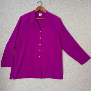 Vintage USA 80s Graff Purple Chiffon Style Women's Button Down Blouse Top Sz 18 - Picture 1 of 11