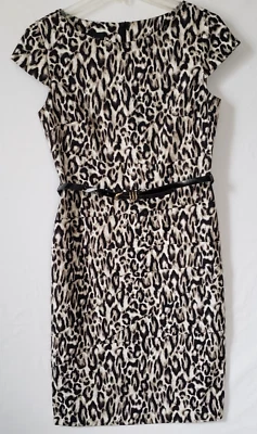 Новый без ЯРЛЫКОВ Alyx леопард печать платье женщин Sz 6 оболочка эластичной молнии крышка рукав карьера - Изображение 1 из 4