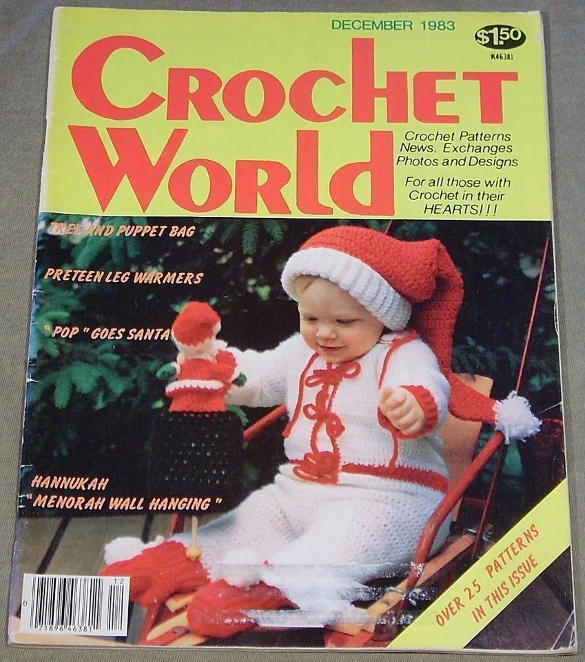 Crochet Pattern Book Crochet World December 1983 Adorable Santa Outfit for Baby - Image 1 of 1