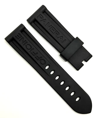 Correa de reloj de goma negra Officine Panerai 24 mm x 22 mm Tang auténtica OEM Foto 1 de 4