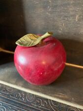 Polished Red Marble/Alabaster/ Stone Apple Gold Stem Paperweight 4"T