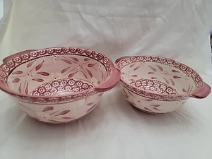 Temptations Ovenware Old World Cranberry Mixing Serving Bowls 1 Qt + 1.5 Qt Red - Picture 1 of 16