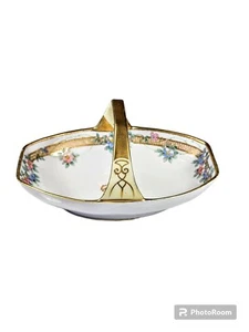 Vintage Hand Painted Nippon Basket Bowl Decorative Fine Bone China Serving Dish - Picture 1 of 7
