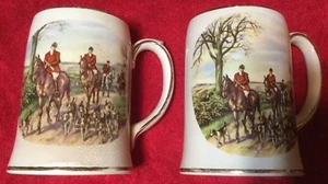 Fox Hunt Hunting Pair Of Sadler Mugs - Picture 1 of 9