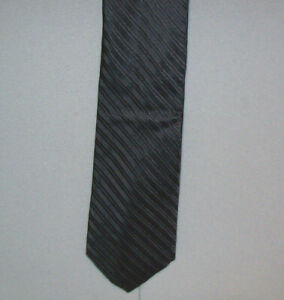 Nicole Miller SOLID BLACK with a STRIPED PATTERN 56" Silk Neck Tie #5