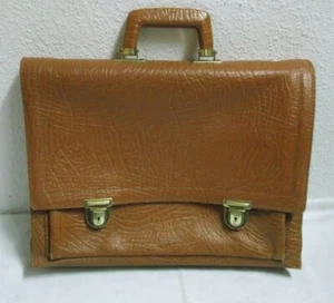 50er 60er Porte-Documents Sac en Cuir Sac D'École Sac 44x34 Vintage - Afbeelding 1 van 10