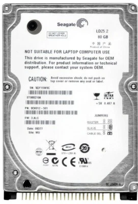NEU FESTPLATTE SEAGATE ST980210A 80GB 5400U/min 2MB CACHE ATA LAPTOP 2.5" Zoll - Bild 1 von 3