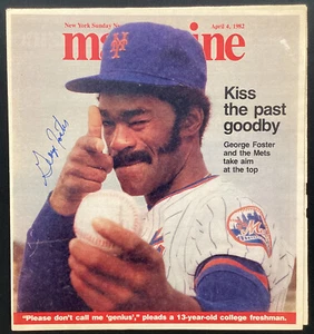 George Foster Signed Sunday News Paper Magazine 4/4/82 NY Mets Autograph TPG - Picture 1 of 4