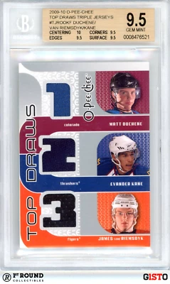POP 1: Matt Duchene van Riemsdyk Kane BGS 9.5: 2009-10 OPC Triple Jerseys Gisto - Image 1 of 3