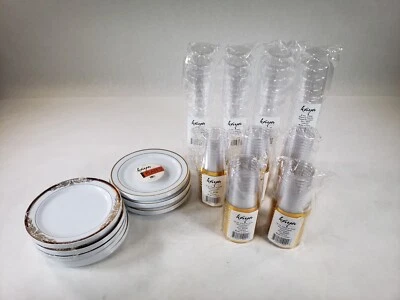 批量 18 包 卡亚塑料餐具杯 酒杯和盘子 一些损坏 — 第 1/4 张图片