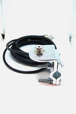 right angle mirror / rail mount with so239 fitting cb / ham radio aerial bracket