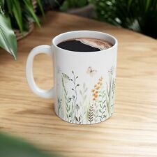 Taza de café con patrón floral, 11 oz