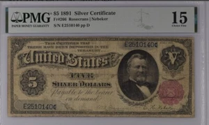 1891 $5 SILVER CERTIFICATE NOTE FR.266 ROSECRANS NEBEKER PMG CHOICE FINE F 15 - Picture 1 of 2