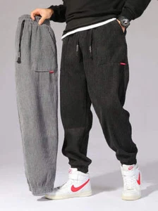 Men's Baggy Corduroy Sweatpants – Casual Autumn & Winter Joggers - Picture 1 of 23