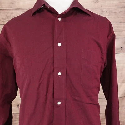 NEW! VINTAGE JOS A BANK TAILORED FIT BURGUNDY BUTTON UP DRESS SHIRT 18 32/33 - Image 1 of 4