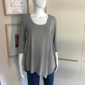 Mela Purdie Grey Scoop Neck Asymetrical 2/3 Sleeves Top/Size 10 AU/RRP$209/BNWOT - Picture 1 of 9