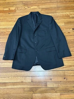 Abrigo deportivo Van Heusen para hombre chaqueta blazer talla 44R negro a rayas 2 botones Foto 1 de 4