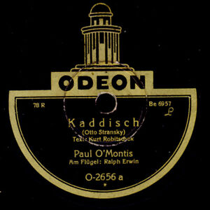 PAUL O' MONTIS & RALPH ERWIN -KLAVIER- Kaddisch / Ghetto Schellackplatte S4803