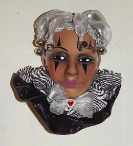 Unique Creations Pierrot Jester Clown Woman of Color Hand Painted Wall Hanging - Picture 1 of 3