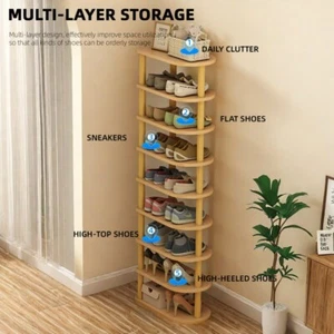 18 Pair Stackable Shoe Storage Cabinet Light Yellow Wood BRAND NEW - Picture 1 of 10