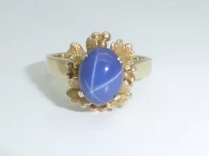 Anillo de oro 585 14K oro amarillo zafiro estrella anillo de oro RG 57 - 18,1 mm 9030 - Imagen 1 de 12