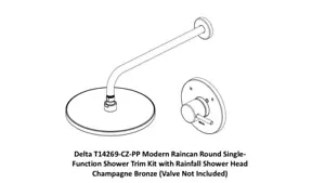 Delta T14269-CZ-PP Modern Raincan Single Handle Rainfall Shower Champagne Bronze - Picture 1 of 9