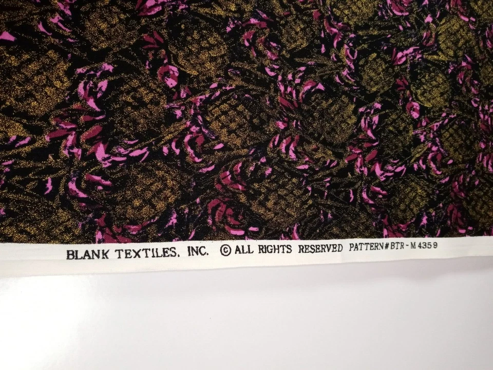 Fabric Blank Textiles BTR-M4359 Black Background with Gold & Pink 1.4 Yd x 44" - Image 1 of 1