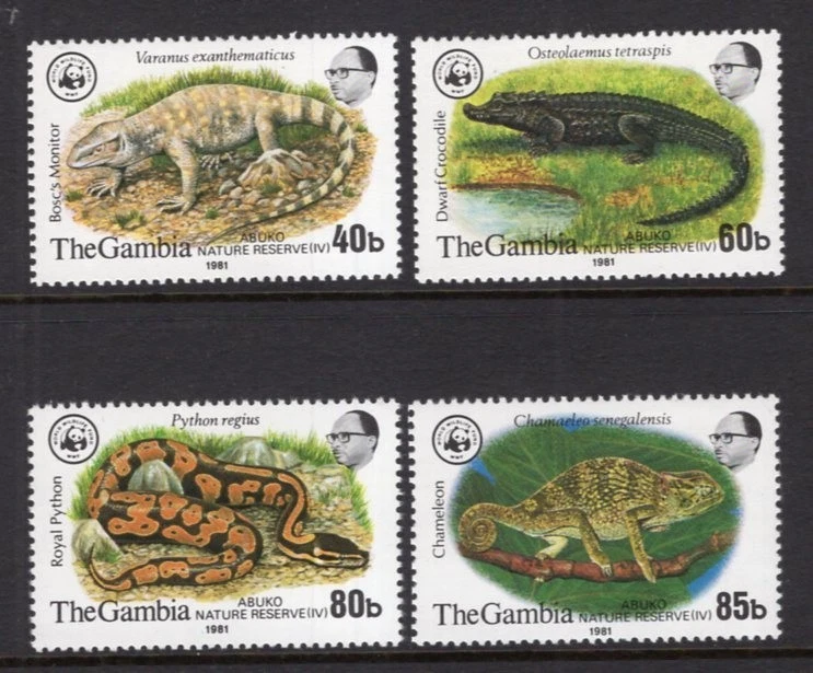 Gambia 1981 WWF Abuko Nature Reserve Reptiles Set MNH #432-435 - Image 1 of 1