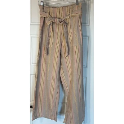 Pantalones American Eagle Mezcla de Lino Pierna Ancha Cintura Elástica Cinturón con Bolsillos M Foto 1 de 4