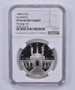 1984-S Olympic Commemorative Dollar Prestige Set PF69 UCAM NGC Brown Label *0588 - Picture 1 of 5