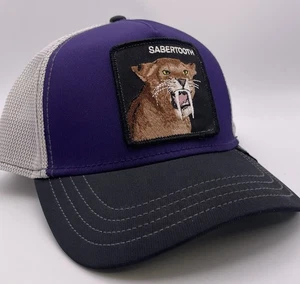 RARE Goorin Bros Purple Sabertooth Trucker Cap Patch Snap Back Authentic - Picture 1 of 7
