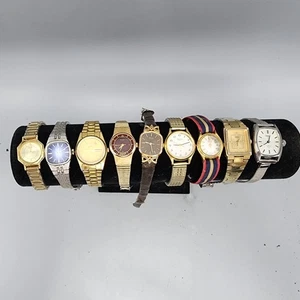 Lote de 10 relojes Seiko para mujer dorado tono plata cuarzo mecánico fecha azul PIEZAS - Imagen 1 de 17
