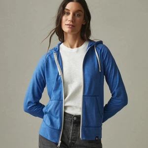 NEU American Giant Damen leichte Full Zip Hoodie Kapuzenjacke blau XS - Bild 1 von 14