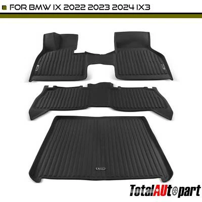 3x Black Floor Mats Trunk Cargo Liner for BMW iX 23-24 iX3 22 24 Front & Rear - Image 1 of 4