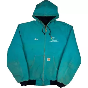 Vintage 1994 Carhartt Thermal Lined Active Jacket Teal JR441 Rare Extra Large - Picture 1 of 8