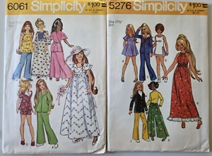 Vintage Simplicity Sewing Patterns Doll Clothes 17.5" Teen Lot of 2 UNCUT 1970s - Picture 1 of 4