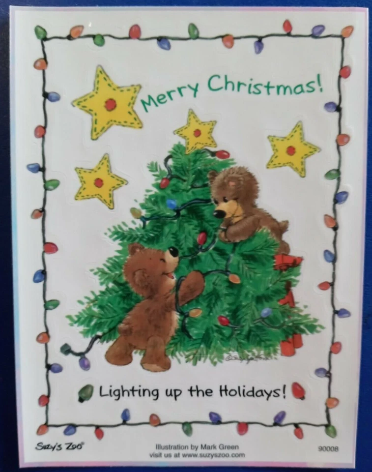 SUZY'S ZOO IREDESCENT "LIGHTING UP THE HOLIDAYS!" STICKER SHEET #90008