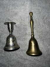 Vintage Hand Carved Brass Candle Stick Holder/Bell Signed Z.Y. India Lot