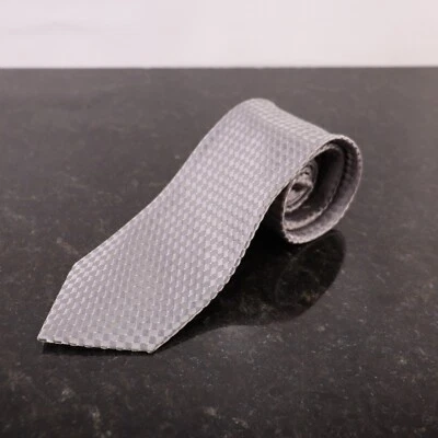 Corbata a cuadros 100 % seda Donald Trump Signature tejido canasta gris plata Foto 1 de 4