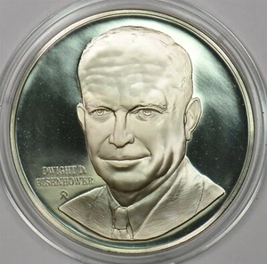 1980 's Medal Proof Dwight D Eisenhower in capsule 1.2oz pure silver Franklin M - Picture 1 of 3