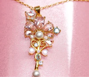 Maisie Stab Anhänger inspiriert 0,925 versilberte Halskette vergoldet in 14K Gold - 18 Zoll - Bild 1 von 4