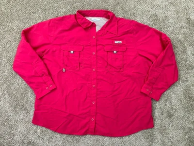 Camisa Columbia PFG para mujer 2X rosa ventilada manga larga abotonada pesca al aire libre Foto 1 de 4