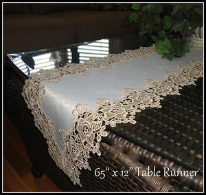Rose Spitze Tischläufer Kommode Schal 65" weich gold weiß Regal Mantel  - Bild 1 von 2
