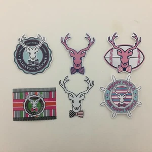 Jadelynn Brooke Logo Stickers - Set Of 6 - Deer Bow Tie - Preppy Happy People - Picture 1 of 10