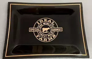 Ideal Farms NJ/NY Finest Milk Dairy Smoke Glass Ashtray Candy Dish 1960s NOS New - Picture 1 of 4