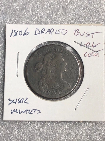 1806 Draped Bust Large Cent Us Copper Coin  See Pictures Cover